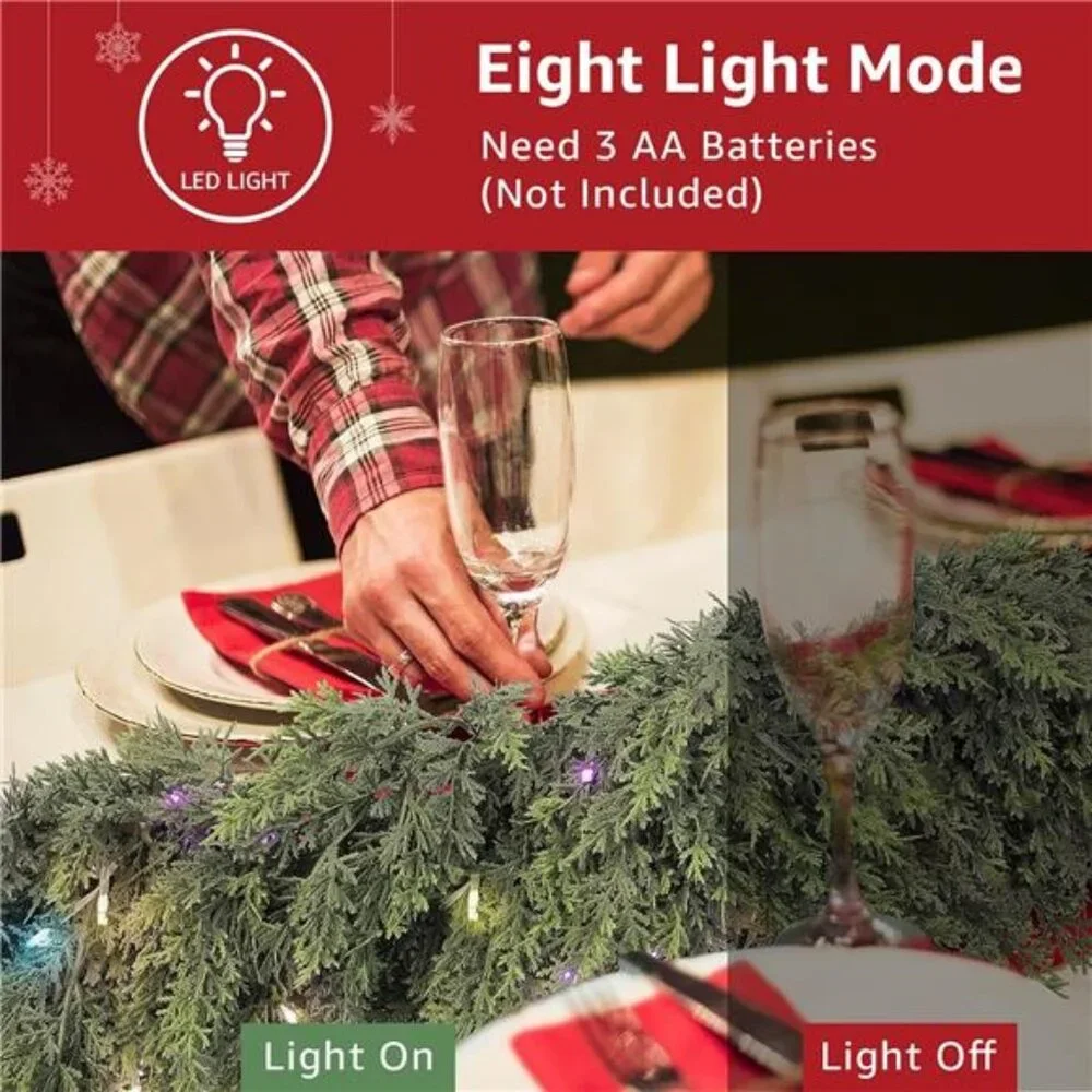 Christmas Garland with Lights for Mantle - Decorations 9ft Realistic